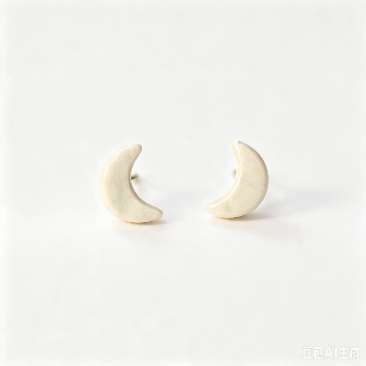 Celadon Crackle Moon Studs