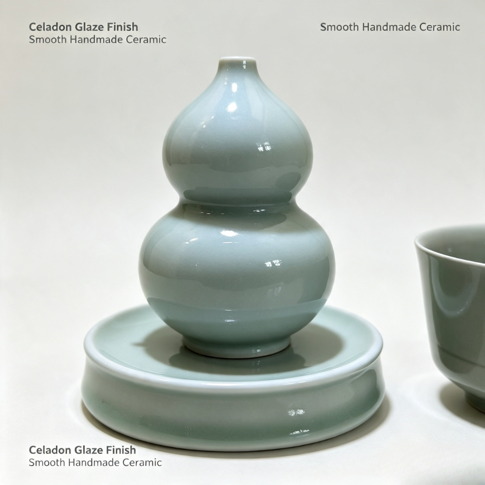 Celadon Gourd Ceramic Ornamen