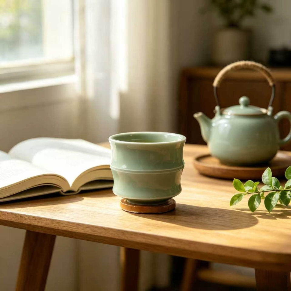 Celadon Bamboo Joint Teacup