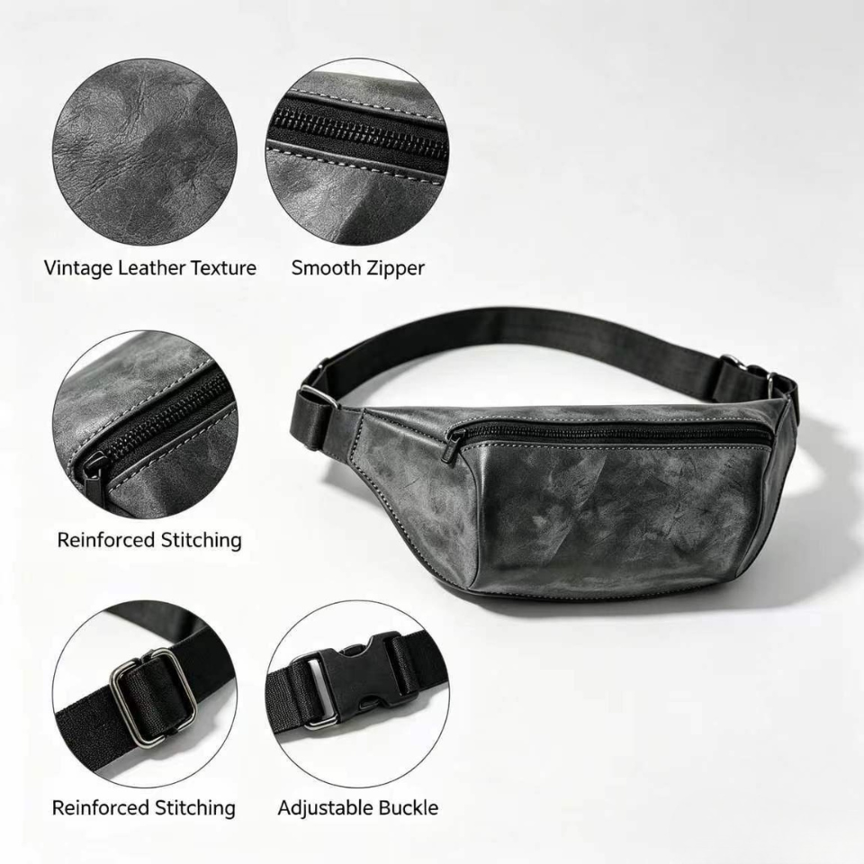 Vintage Leather Chest Bag for Men