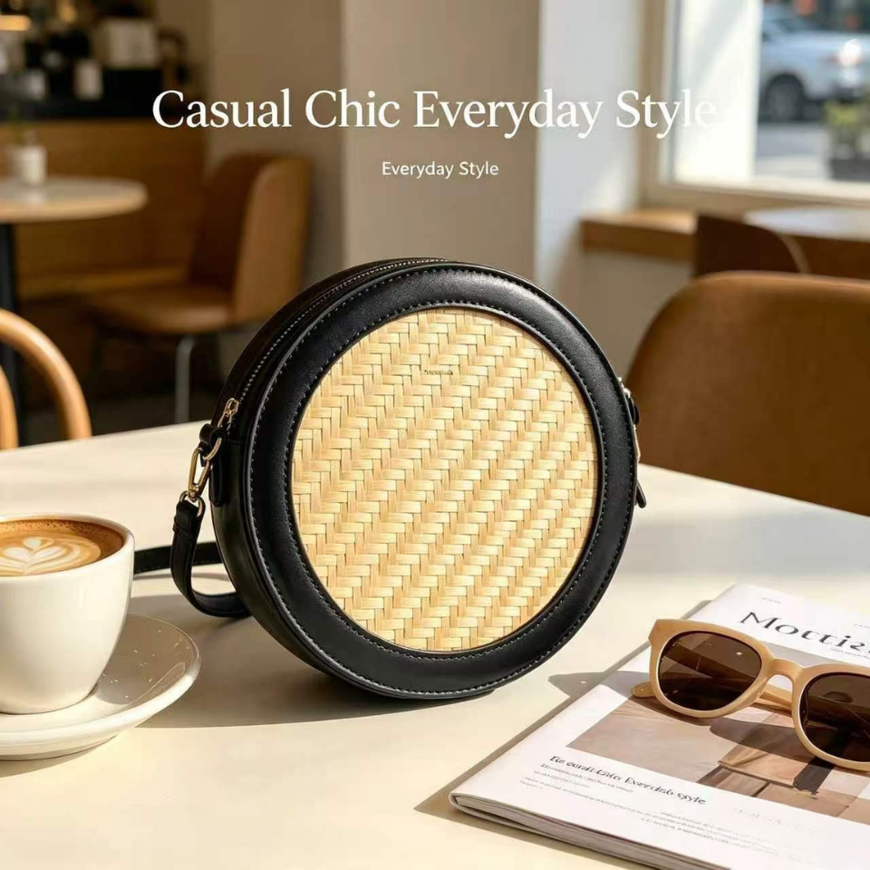 Bamboo Round Cake Shaped Mini Purse