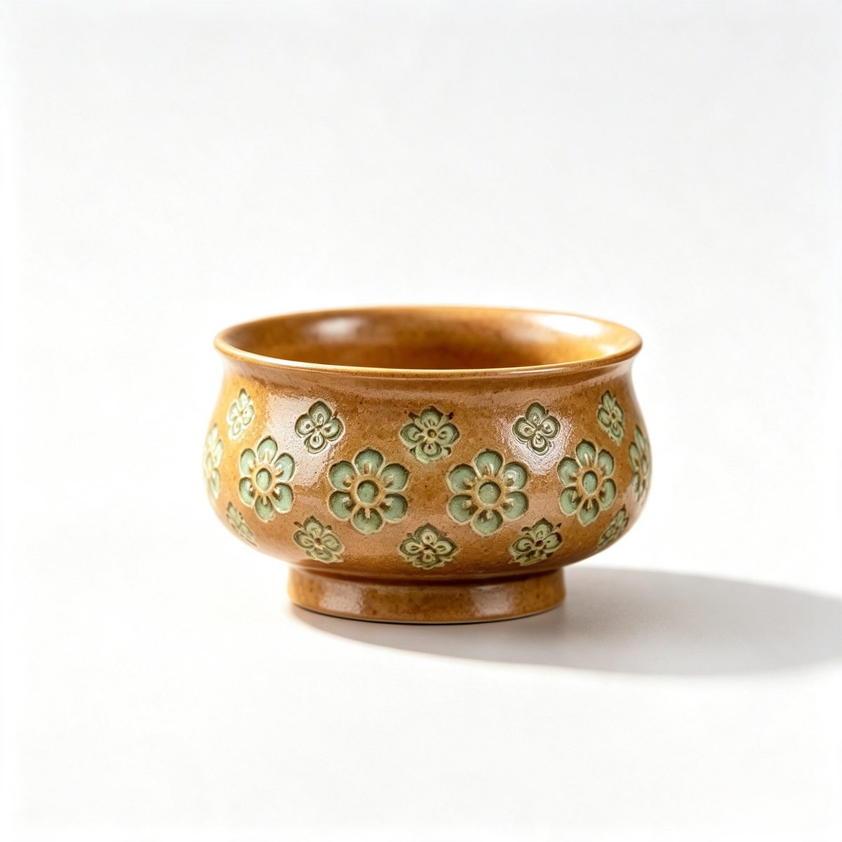 Vintage Flower Relief Footed Tea Cup