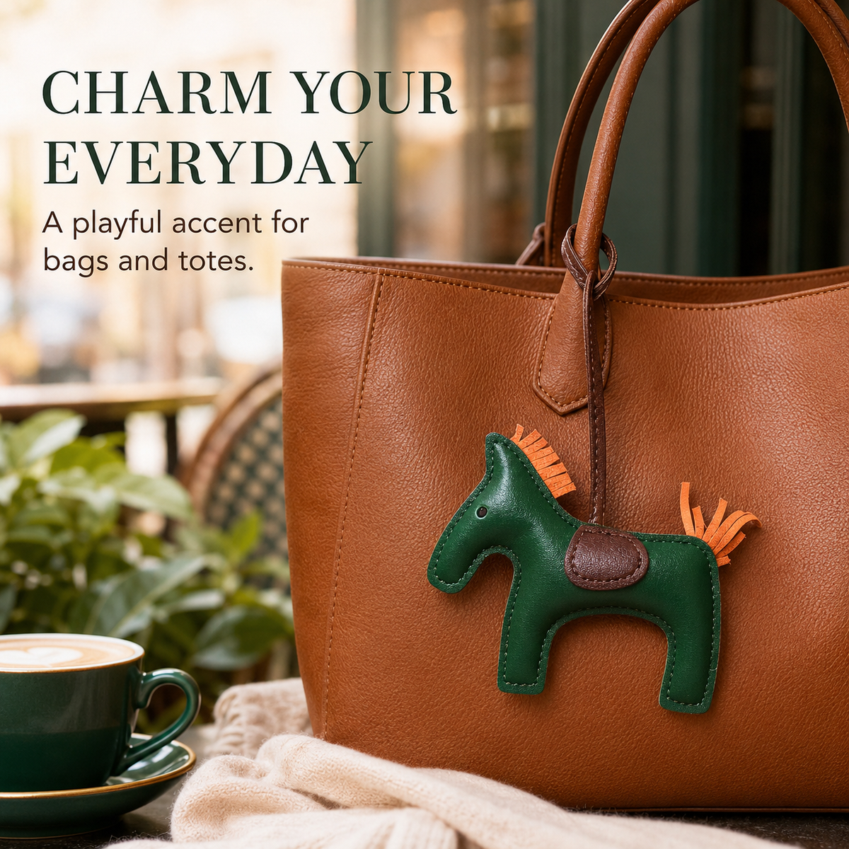 Vintage Green Pony Bag Charm