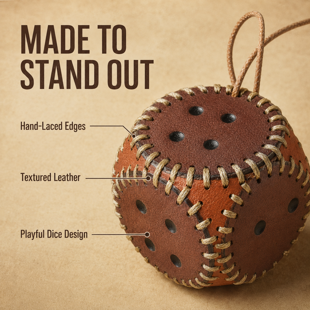 Handmade Leather Dice Bag Charm