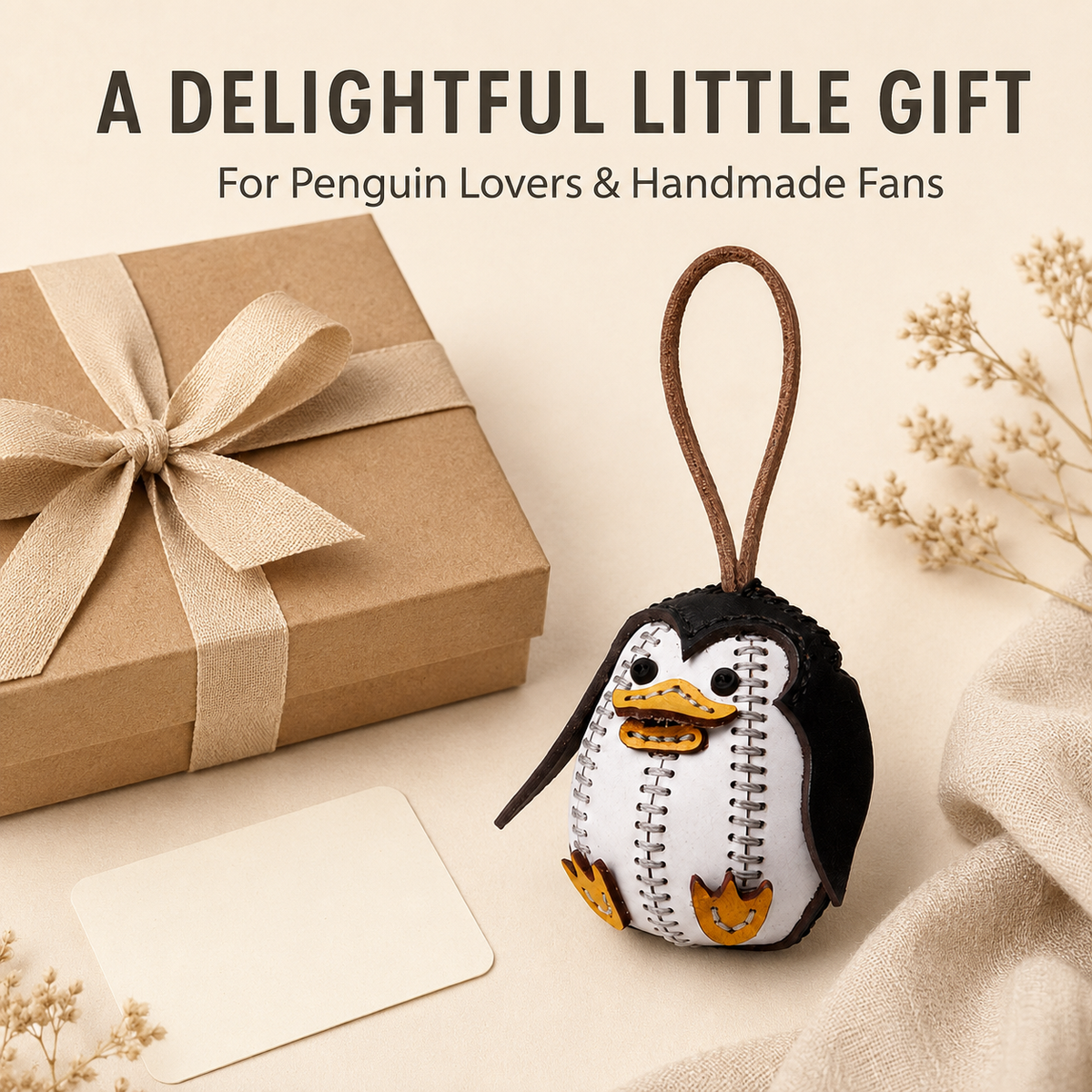 Cute Round Penguin Cowhide Decor Ornament