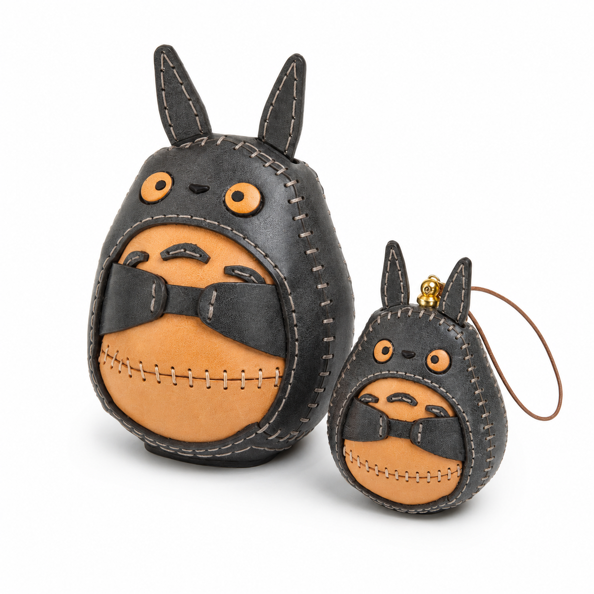 Håndlavet læder Totoro ornament og taskevedhæng