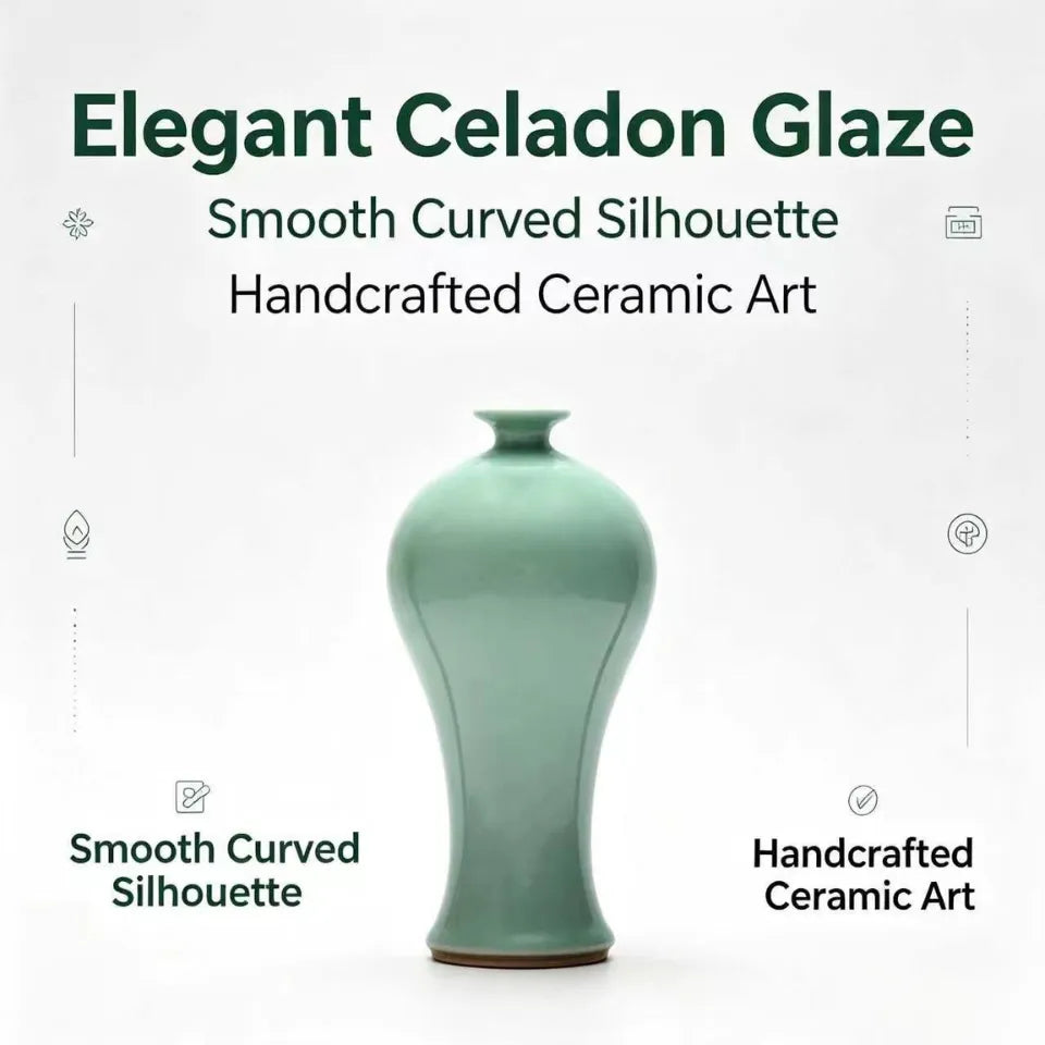 Beauty Silhouette Celadon Plum Vase