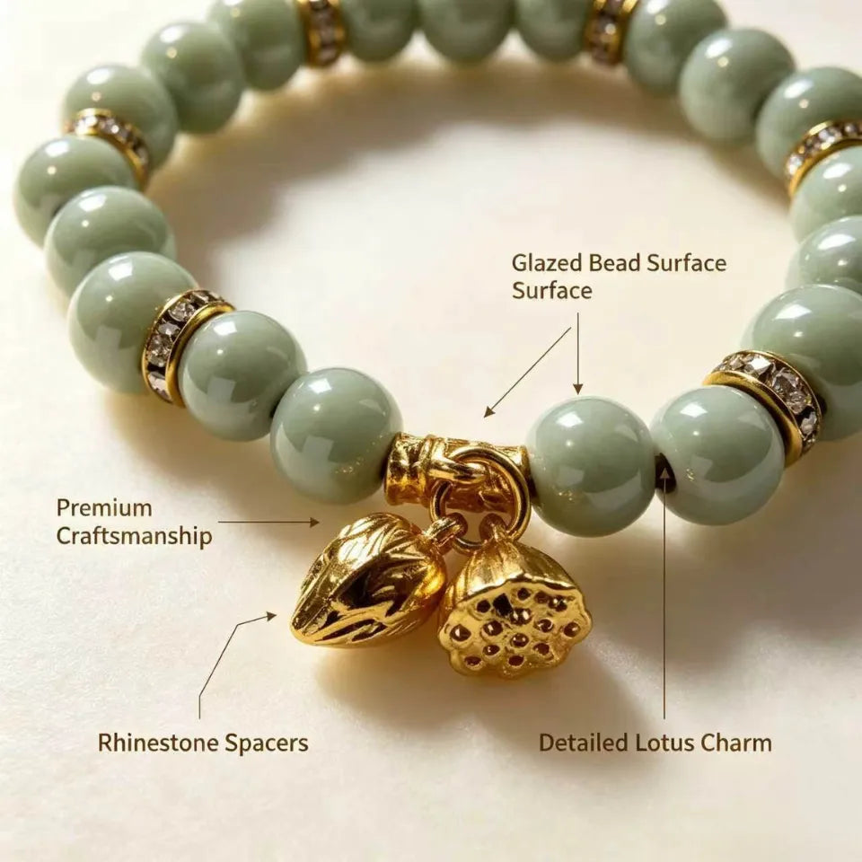 Golden Lotus Pod Beaded Bracelet