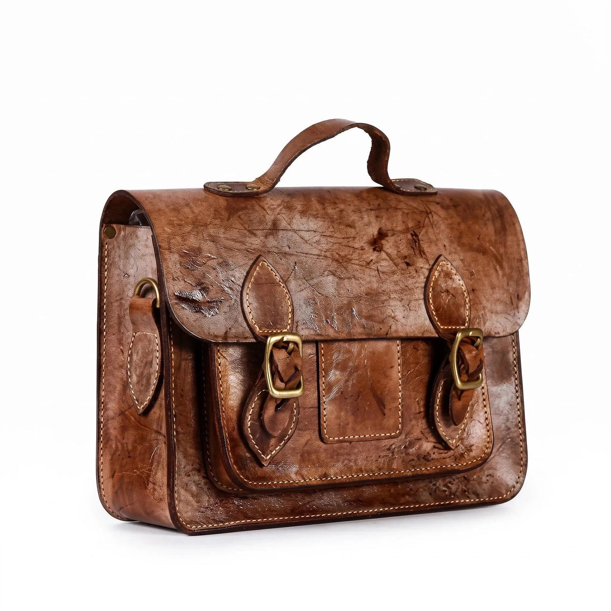 Vintage Mist Wax Leather Large Satchel Bag