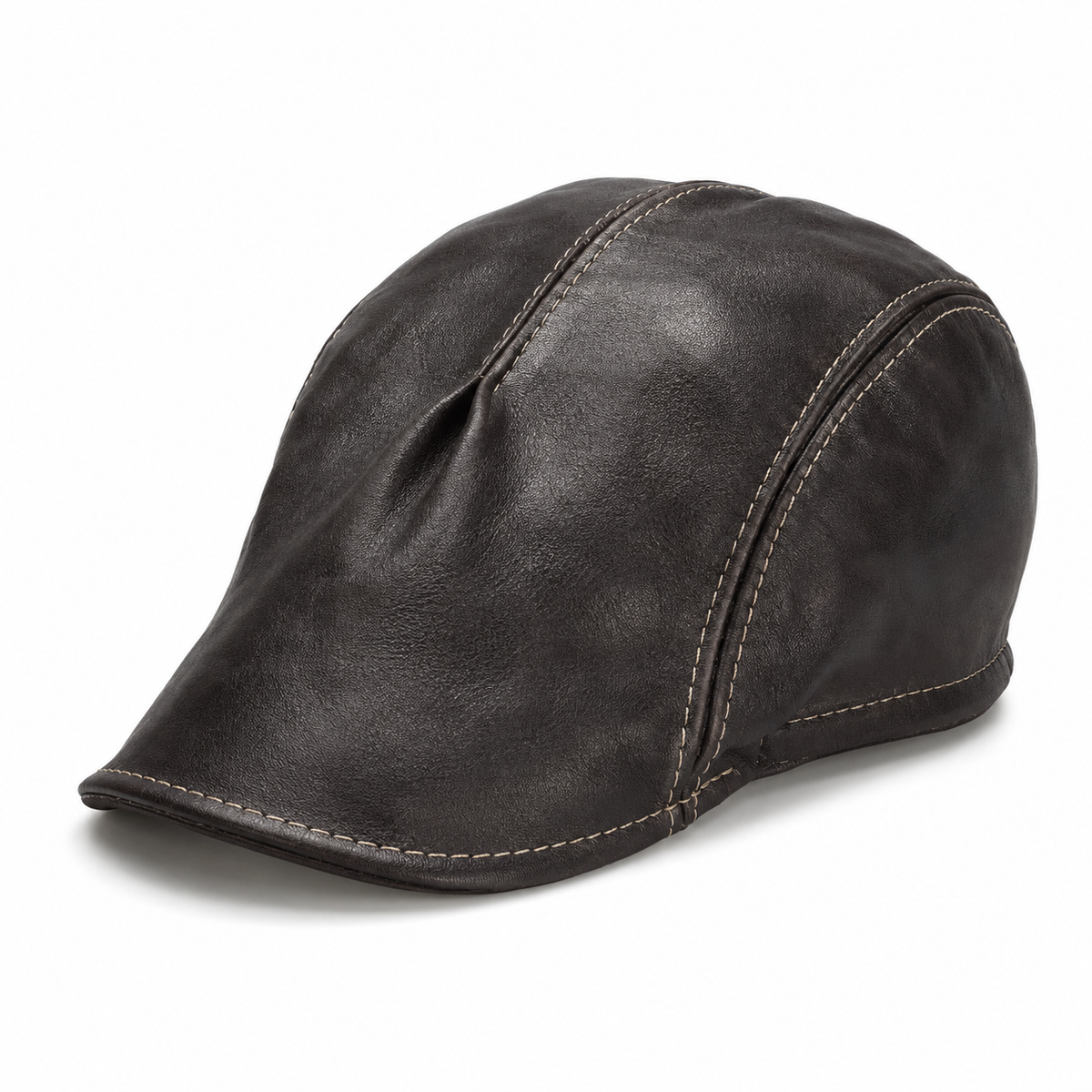 Vintage læder-newsboybaret