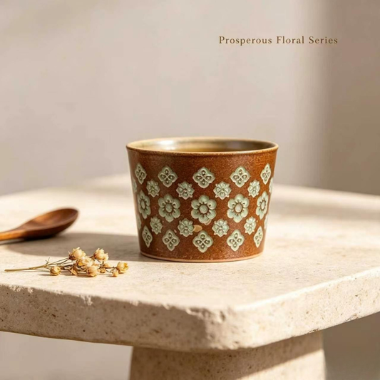 Antique Floral Straight Tumbler Mug