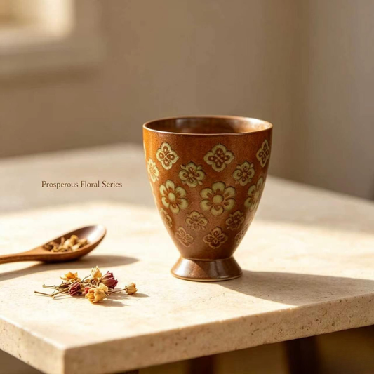 Elegant Footed Drop Shaped Floral Teacup