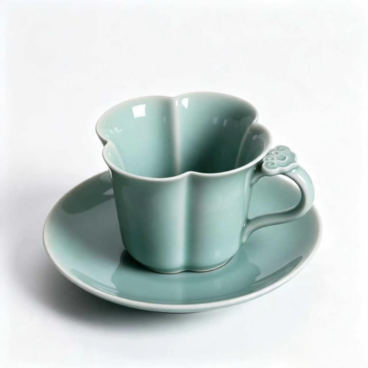 Begonia Ruyi Tea & Coffee Celadon Cup Set