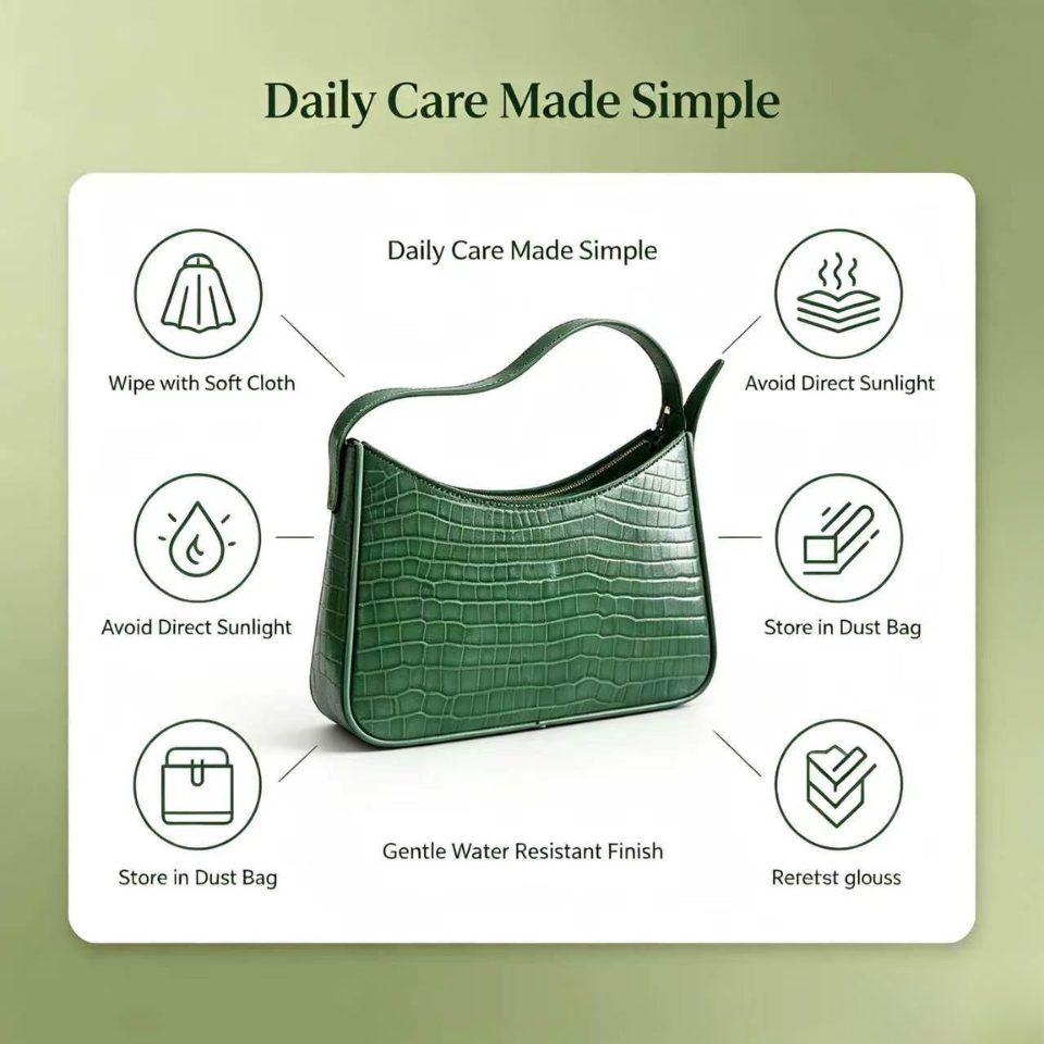 Croc Textured Underarm Shoulder Bag