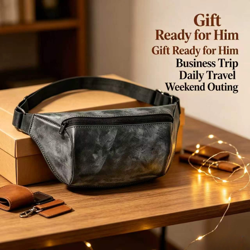 Vintage Leather Chest Bag for Men