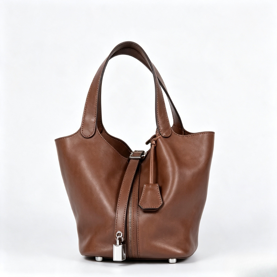 Waxed Soft Cowhide Basket Hand Tote
