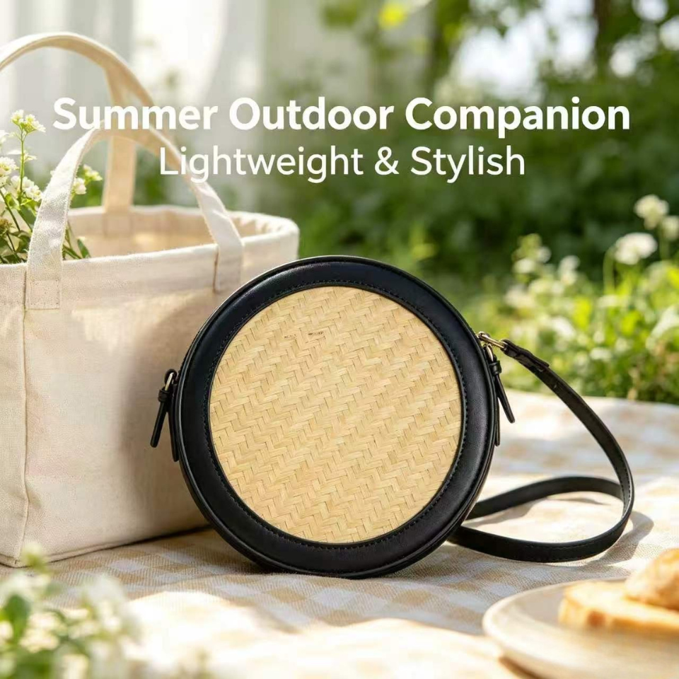 Bamboo Round Cake Shaped Mini Purse