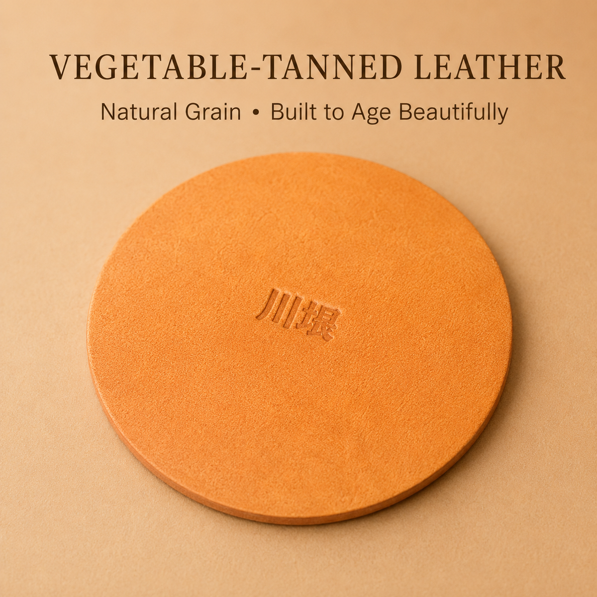 Round Vegetable Tanned Leather Coaster