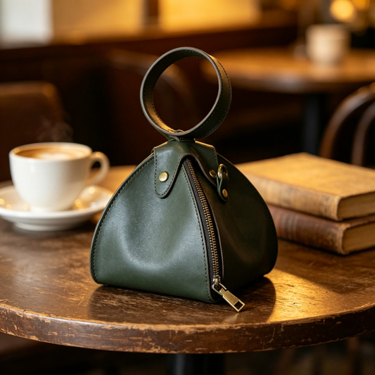 Retro Triangle Leather Mini Handbag