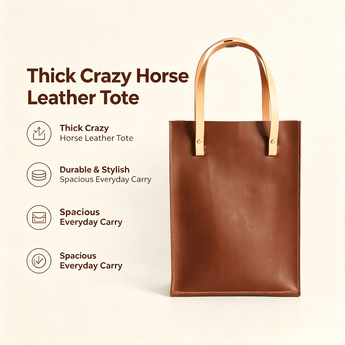 Soft Leather Shopping Tote Bag