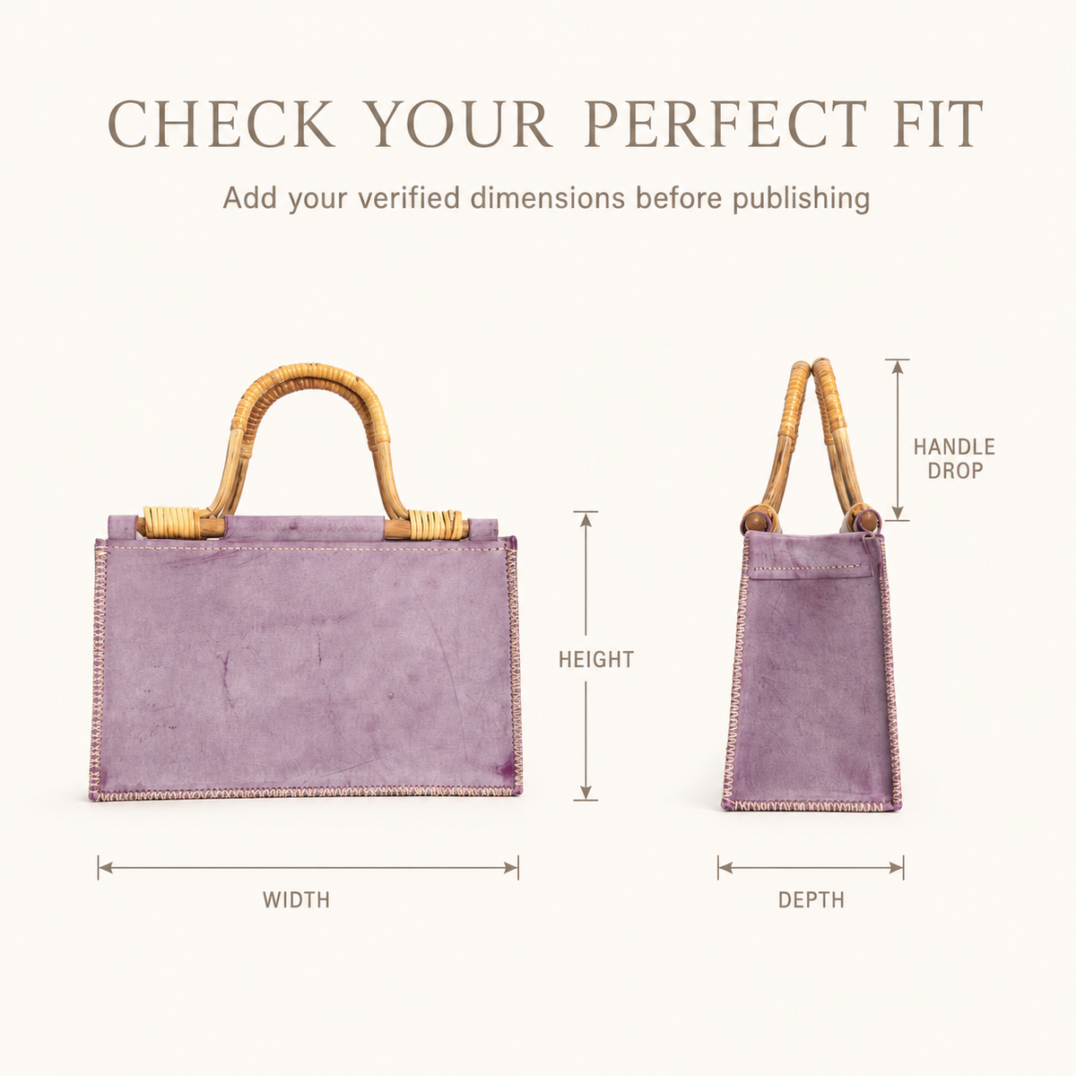Natural Rattan Handle Rectangle Basket Handbag