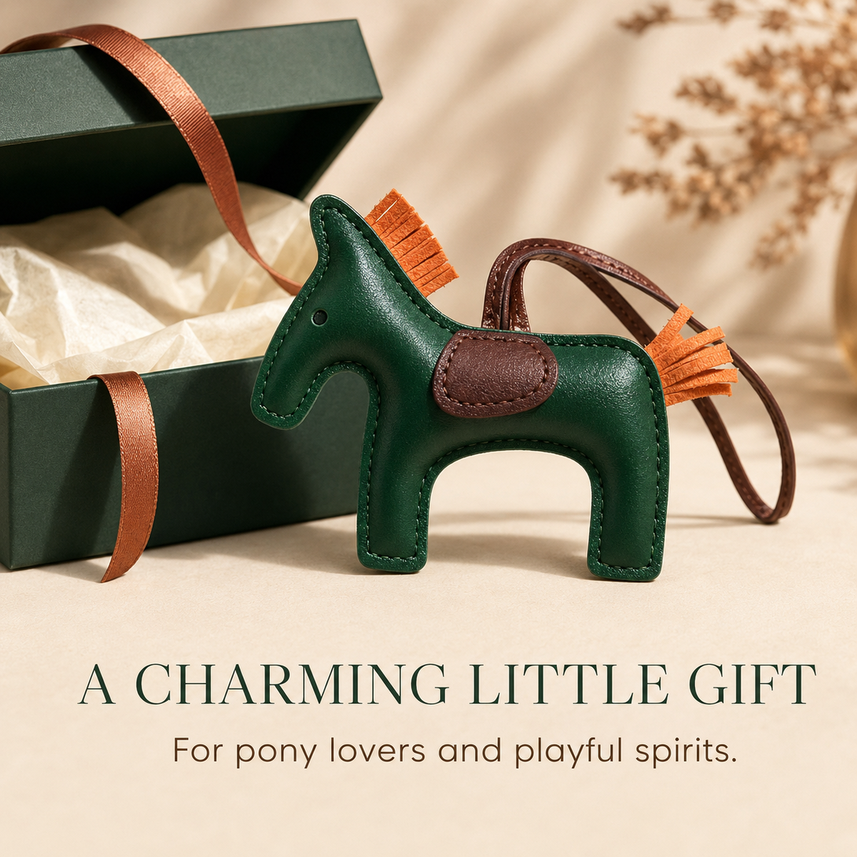 Vintage Green Pony Bag Charm