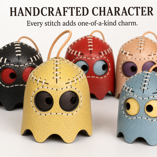 Pac-Man Ghost Leather Keychain Charm