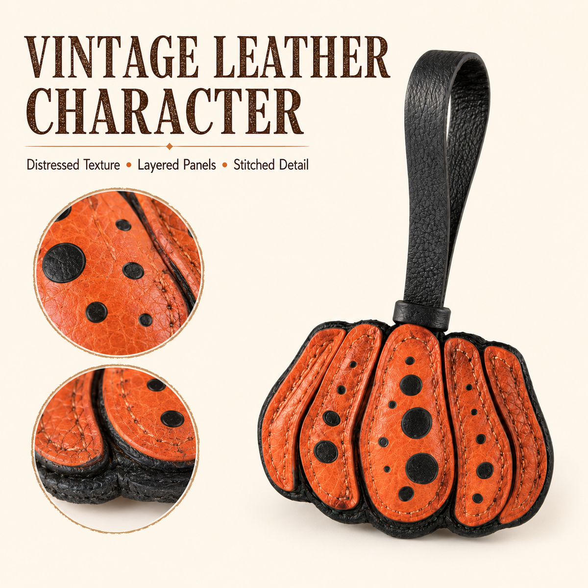 Vintage Dot Pumpkin Leather Hanging Ornament