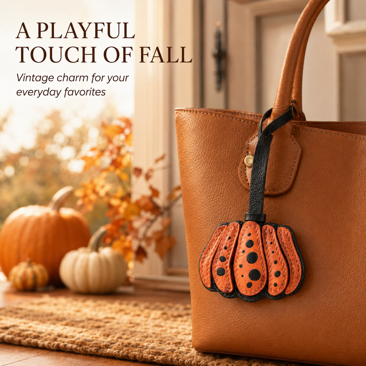 Vintage Dot Pumpkin Leather Hanging Ornament
