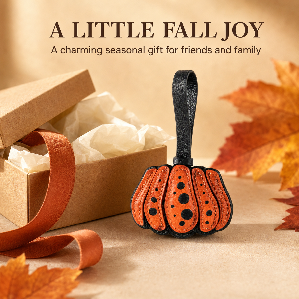 Vintage Dot Pumpkin Leather Hanging Ornament