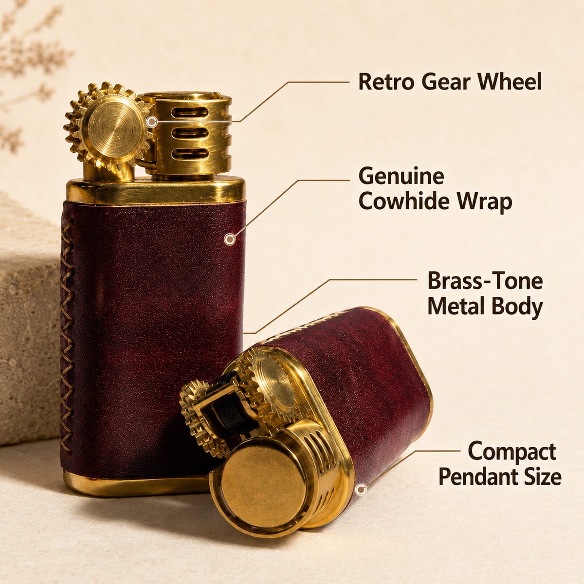 Retro Cowhide Gear Flint Lighter