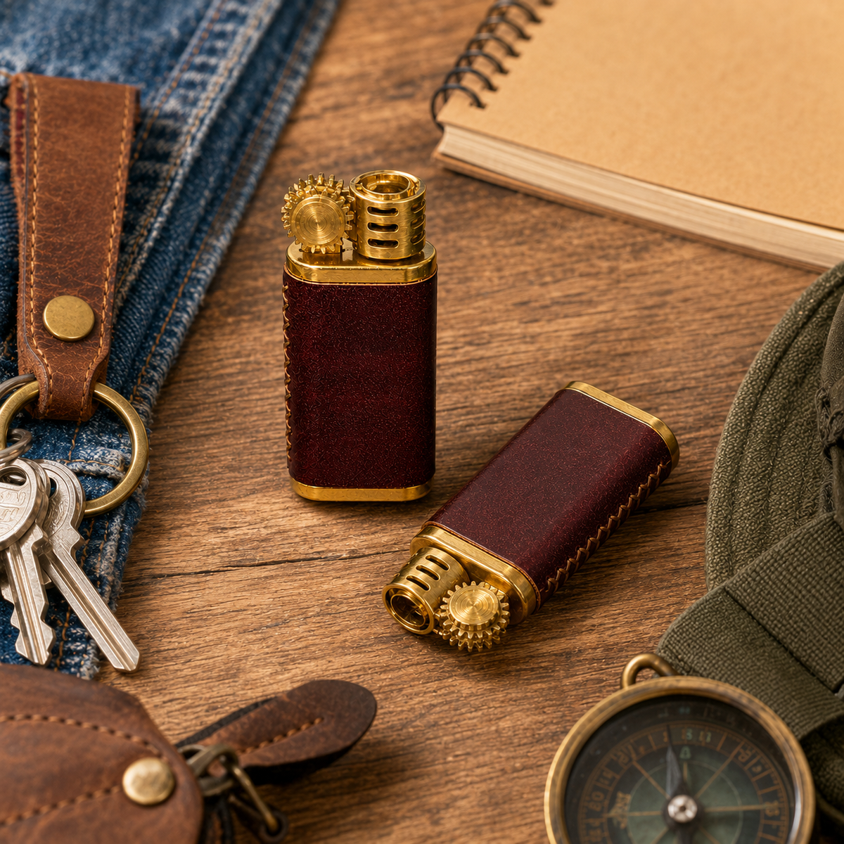 Retro Cowhide Gear Flint Lighter