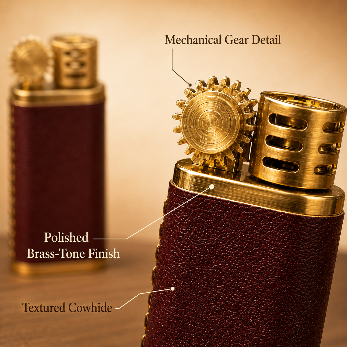 Retro Cowhide Gear Flint Lighter
