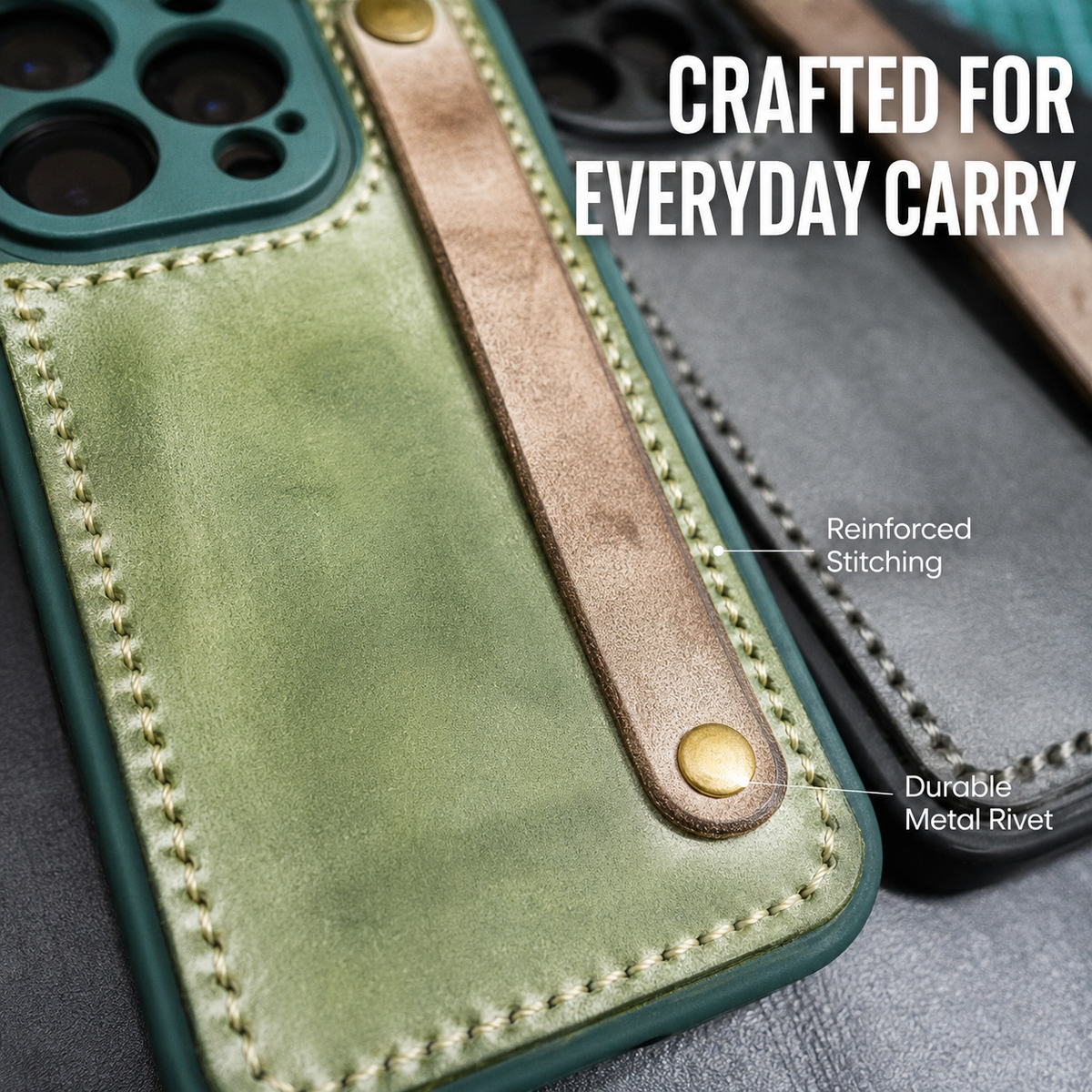 Retro Cowhide Hand Grip Phone Case