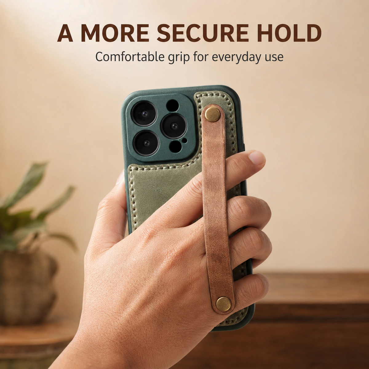 Retro Cowhide Hand Grip Phone Case