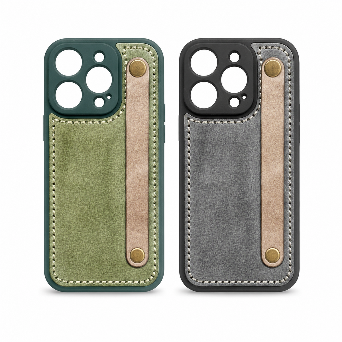 Retro Cowhide Hand Grip Phone Case