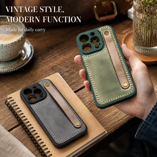 Retro Cowhide Hand Grip Phone Case