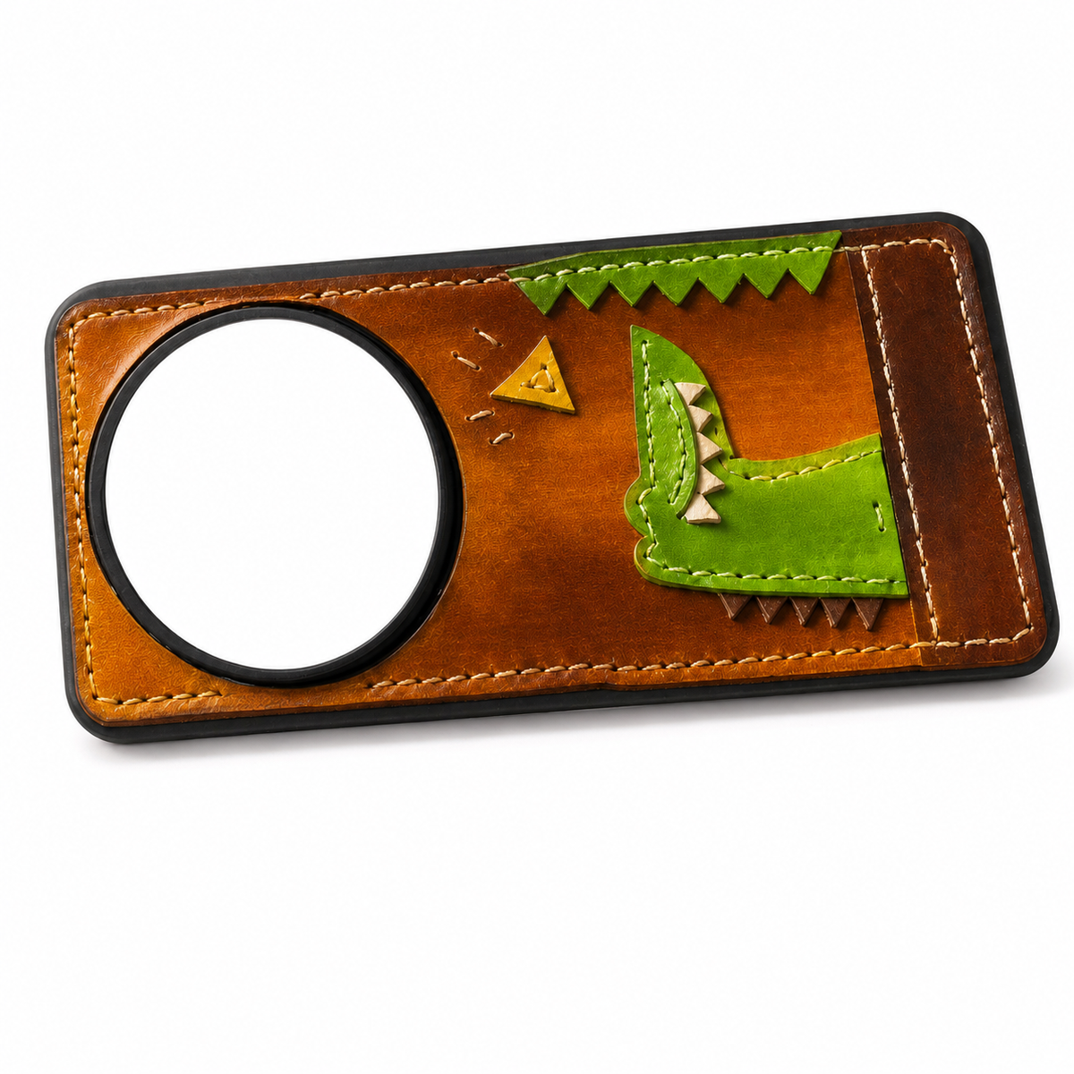 Håndlavet telefoncover i læder med dinosauermotiv