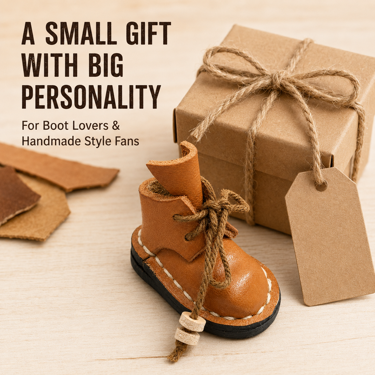 Håndlavet Mini-læderstøvletaskecharme
