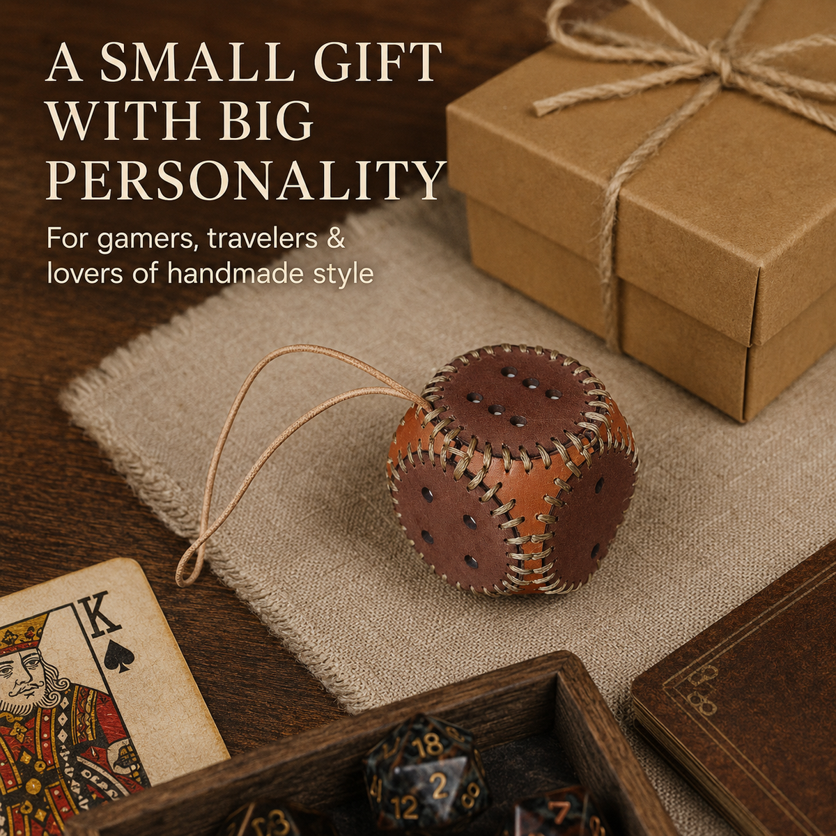 Handmade Leather Dice Bag Charm