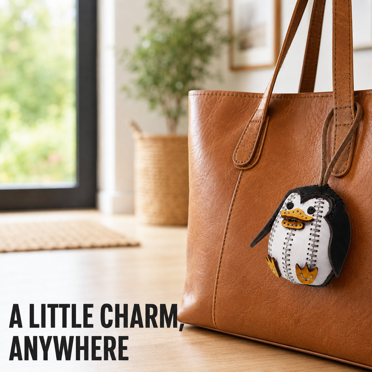 Cute Round Penguin Cowhide Decor Ornament