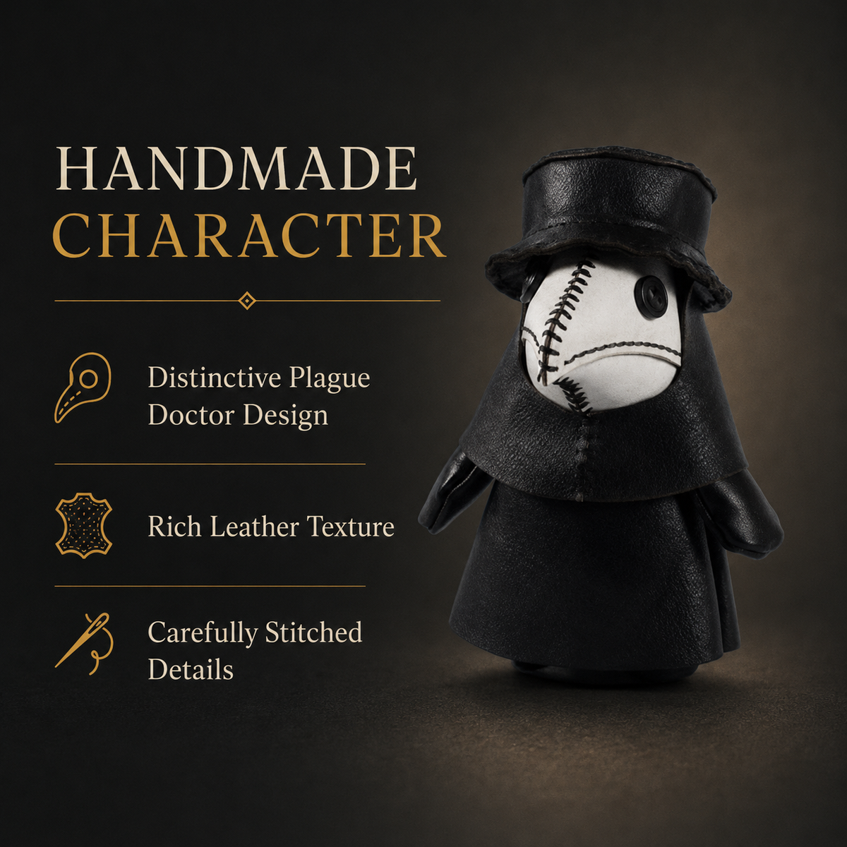 Handmade Plague Doctor Leather Figurine