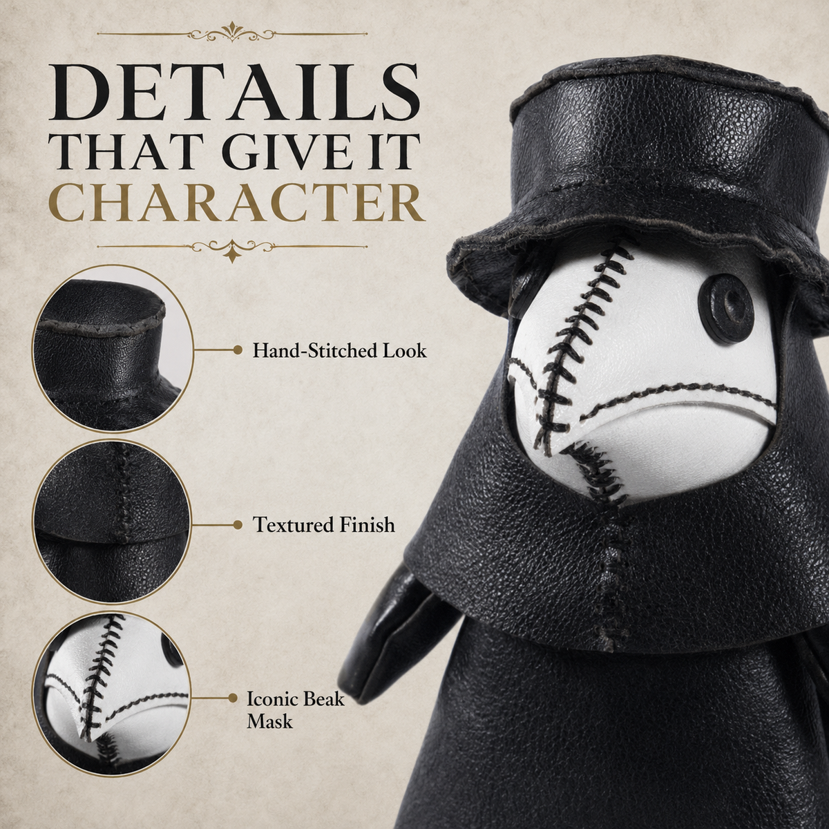Handmade Plague Doctor Leather Figurine