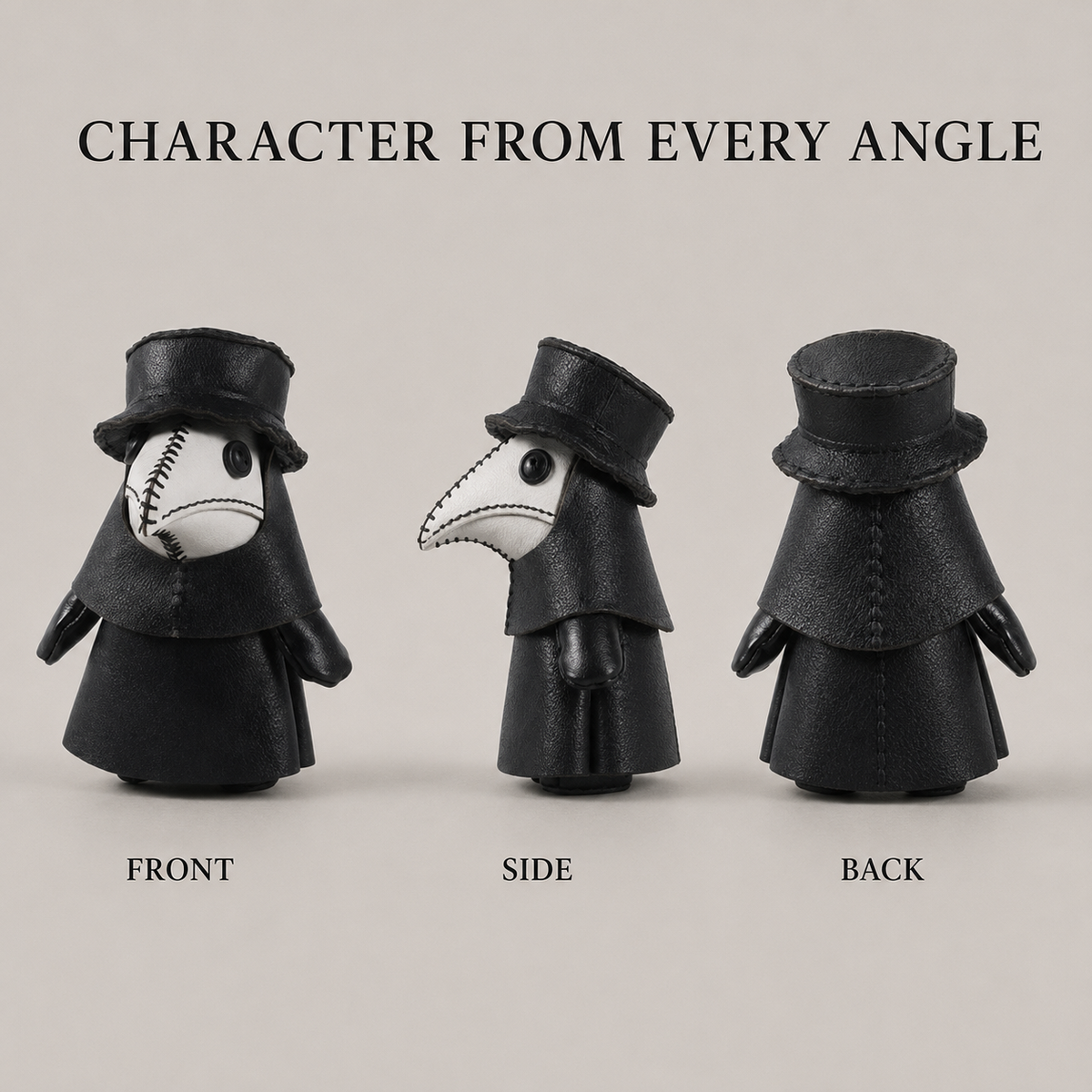 Handmade Plague Doctor Leather Figurine