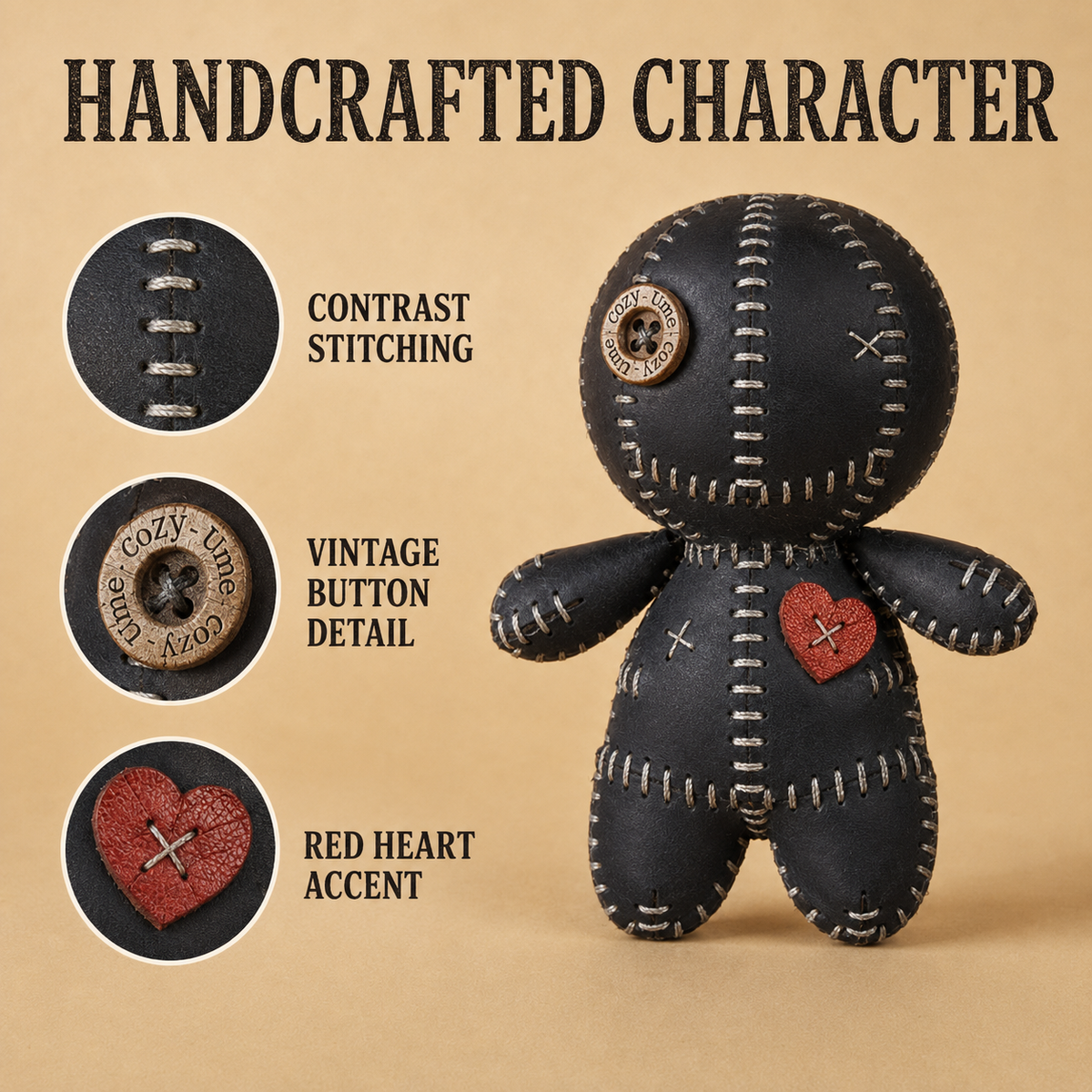 Retro Gothic Cowhide Voodoo Doll Decor Ornament