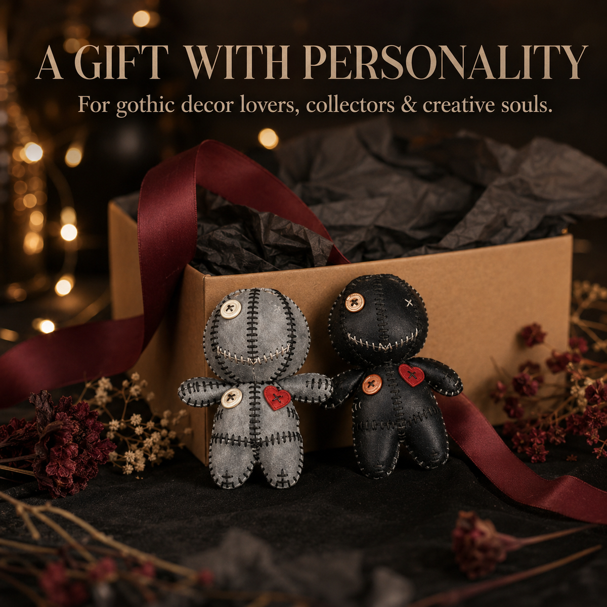 Retro Gothic Cowhide Voodoo Doll Decor Ornament