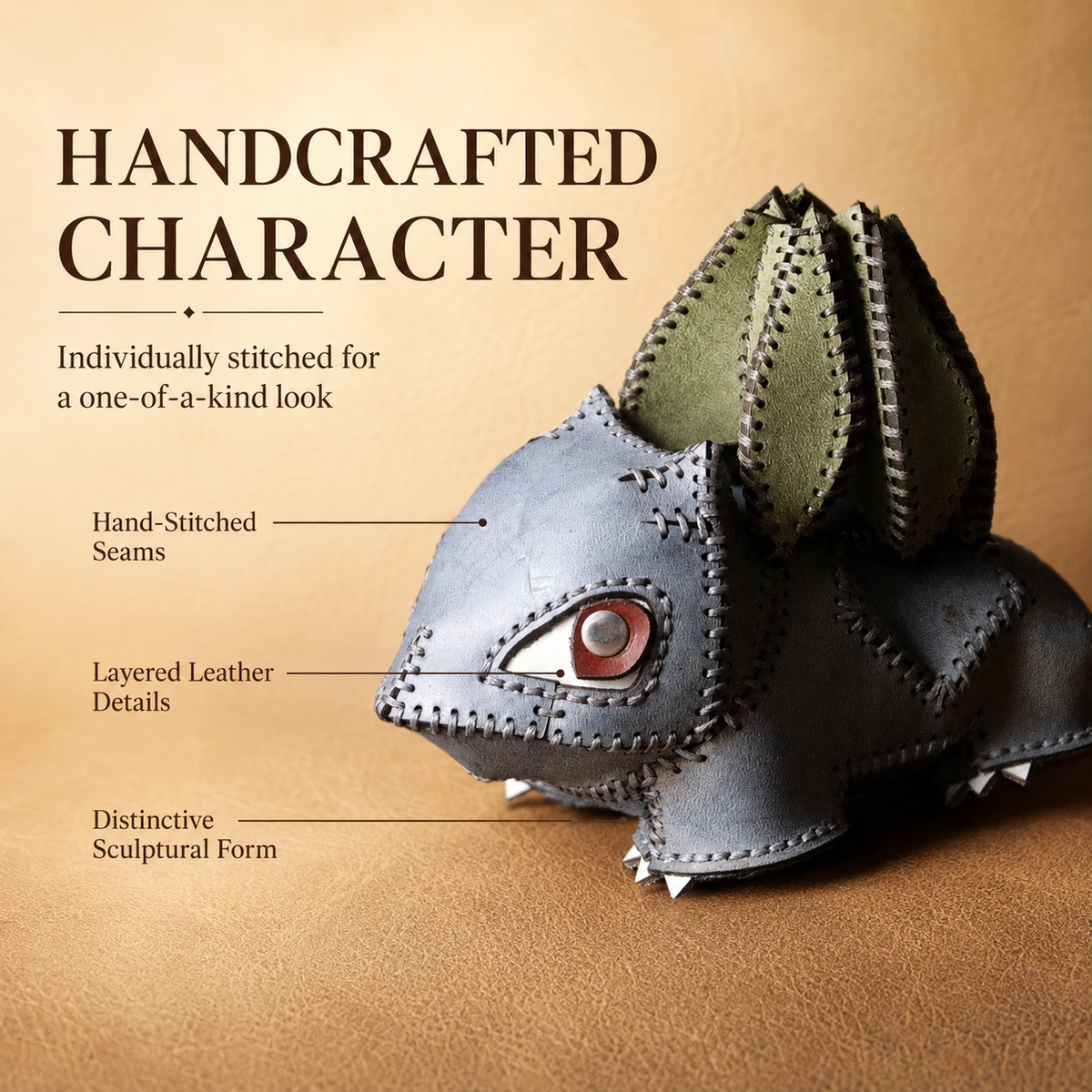 Handmade Pokemon Bulbasaur Leather Figurine