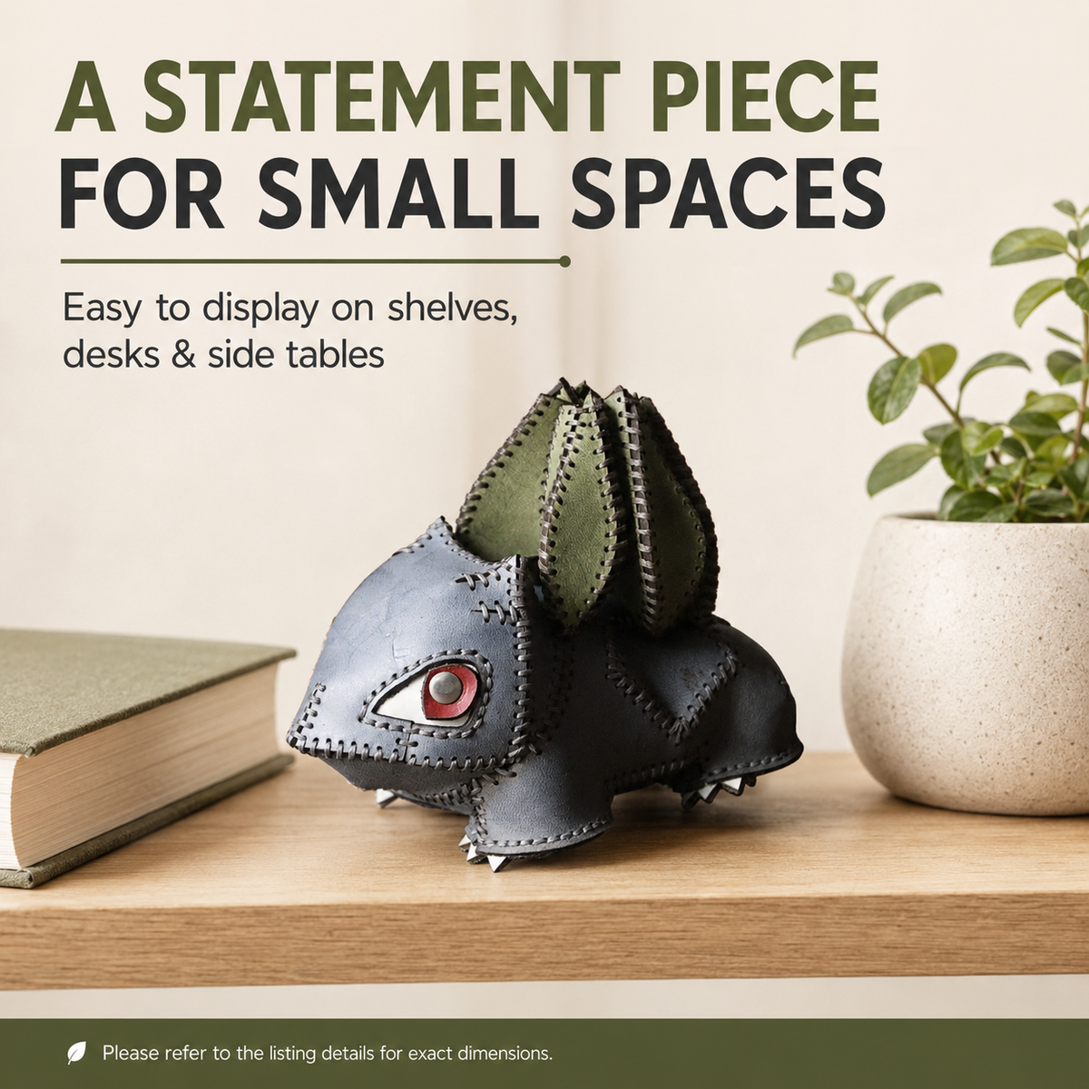 Handmade Pokemon Bulbasaur Leather Figurine