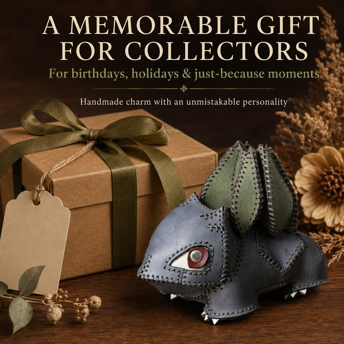 Handmade Pokemon Bulbasaur Leather Figurine