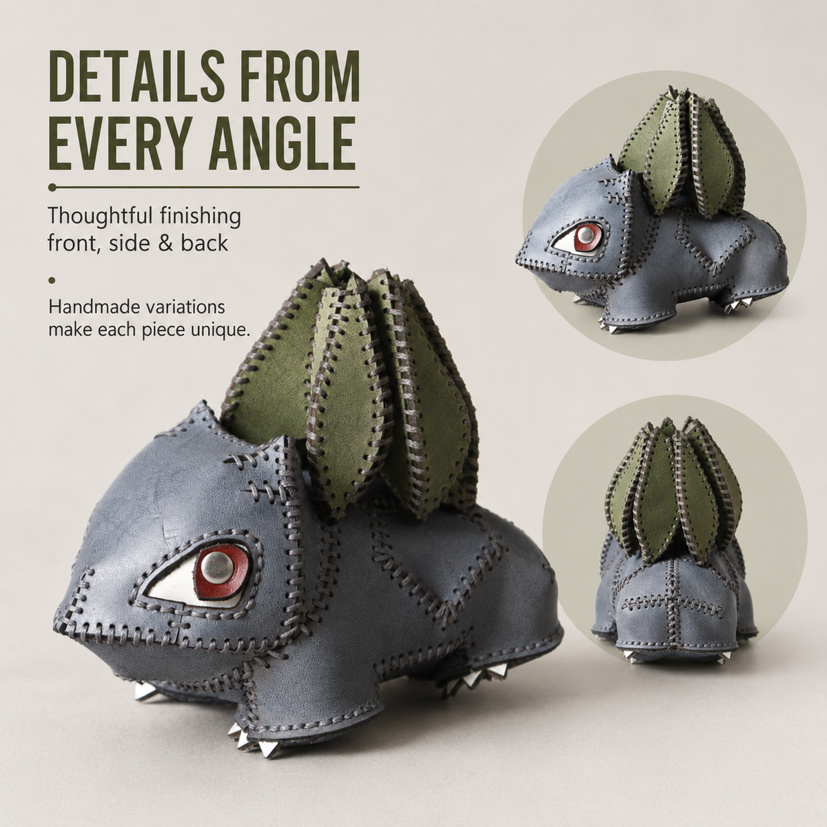 Handmade Pokemon Bulbasaur Leather Figurine